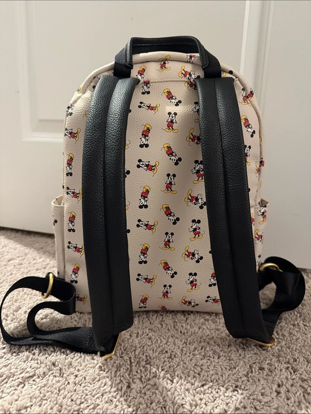 Freshly Picked Beige Mini Backpack with AOP Mickey Print